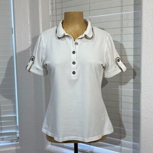 New BURBERRY London tee shirt in snow white. Short sleeve. Size L